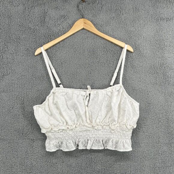 Wild Fable Boho White Eyelet Lace Cropped Top Size XXL - Picture 2 of 13
